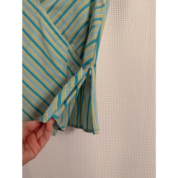 Worthington Vtg Nautical Colorful Retro Stripe Sleeveless Wrap Y2K Stretch Top L - Picture 4 of 8